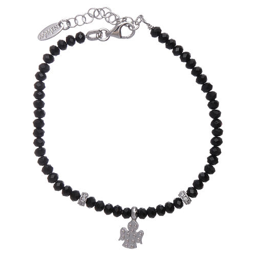 AMEN 925 sterling silver bracelet with black crystals and zircon angel 2