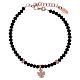 Bracelet AMEN argent 925 rosé cristaux noirs et ange de zircons s1