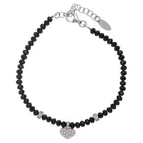 AMEN 925 sterling silver bracelet finished in rhodium with a zirconate heart and crystals