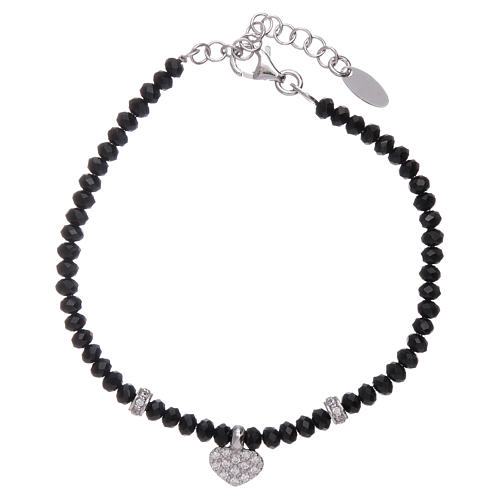 AMEN 925 sterling silver bracelet finished in rhodium with a zirconate heart and crystals 1