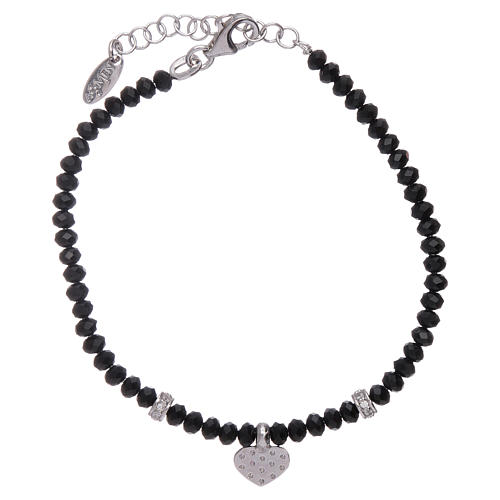 AMEN 925 sterling silver bracelet finished in rhodium with a zirconate heart and crystals 2