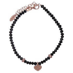 AMEN rosè 925 sterling silver bracelet with a zirconate heart and black crystals