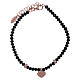 Bracelet AMEN cristaux noirs coeur argent 925 rosé et zircons s2