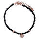 AMEN rosè 925 sterling silver bracelet with a zirconate heart and black crystals s1