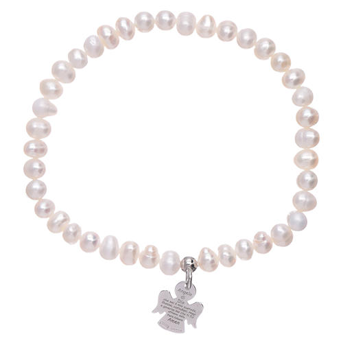AMEN 925 sterling silver bracelet with freshwater pearls and angel insert 1