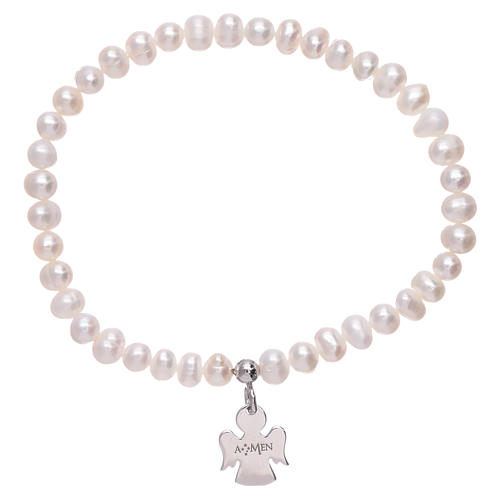AMEN 925 sterling silver bracelet with freshwater pearls and angel insert 2