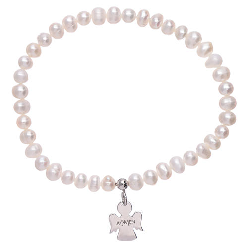 Bracciale perle fiume AMEN argento 925 angioletto 2