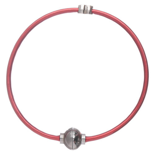 Bracelet AMEN en thermoplastique rouge coeur zircons argent 925 1