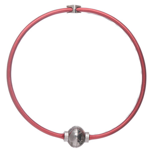 Bracelet AMEN en thermoplastique rouge coeur zircons argent 925 2