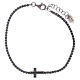 AMEN burnished 925 sterling silver tennis bracelet with black zircons  and cross s1