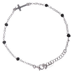 Bracelet croix zircons AMEN et cristaux noirs