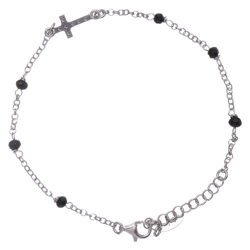 Bracelet croix zircons AMEN et cristaux noirs 2