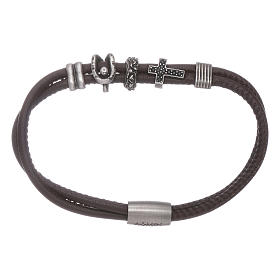 AMEN leather charm bracelet with zirconate cross