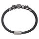 Bracciale pelle nero charm e zirconi neri AMEN s1