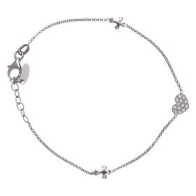 Pulsera AMEN plata 925 corazón zirconado y cruces