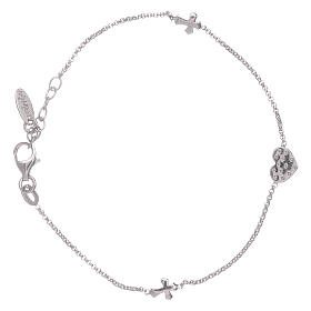 AMEN 925 sterling silver bracelet with a zirconate heart and crosses
