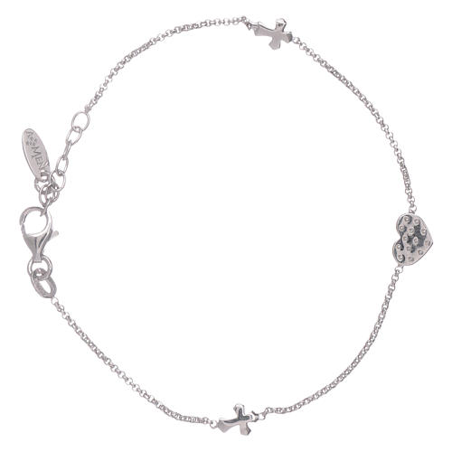 AMEN 925 sterling silver bracelet with a zirconate heart and crosses 2