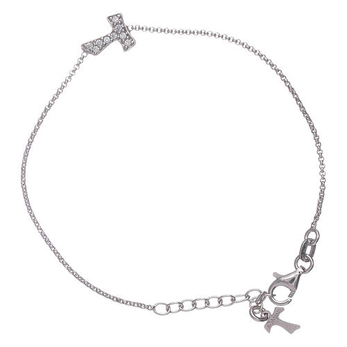 AMEN 925 sterling silver bracelet with a zirconate cross Tau 1