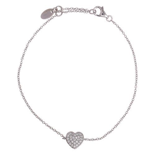 AMEN 925 sterling silver bracelet with a rhodium heart and zircons ...