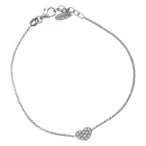 AMEN 925 sterling silver bracelet finished in rhodium with a zircon heart 1