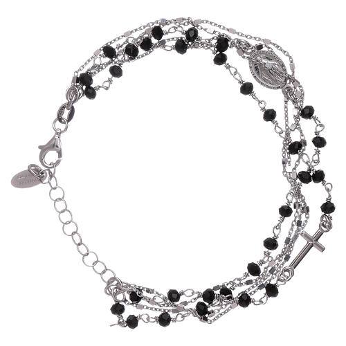 AMEN 925 sterling silver bracelet with black crystals 1