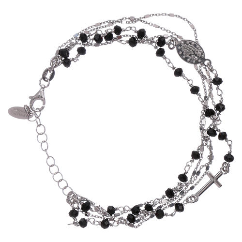AMEN 925 sterling silver bracelet with black crystals 2