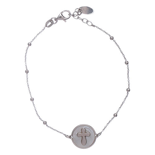 Bracelet croix nacre AMEN argent 925 1