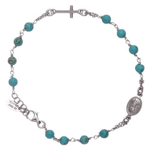 AMEN 925 sterling silver  rosary bracelet with turquoise beads 2