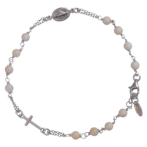 Pulseira terço madrepérola AMEN prata 925 1