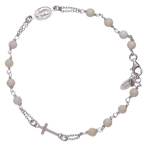 AMEN 925 sterling silver rosary bracelet with mother of pearl beads ...