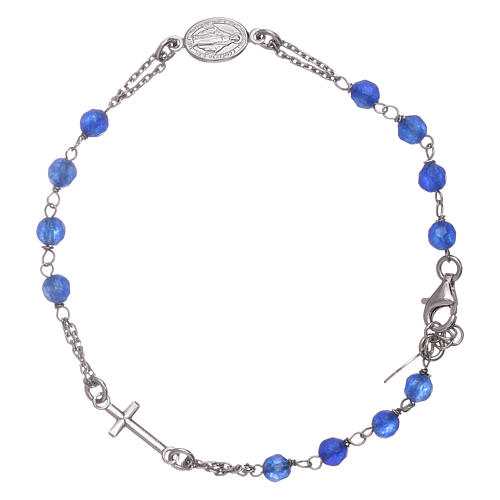 AMEN 925 sterling silver rosary bracelet with blue jade beads 1