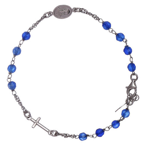 AMEN 925 sterling silver rosary bracelet with blue jade beads 2