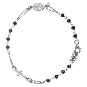 AMEN 925 sterling silver rosary bracelet with grey crystals