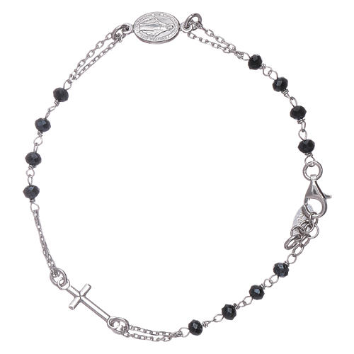 AMEN 925 sterling silver rosary bracelet with grey crystals 2