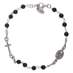Pulsera rosario Amen plata 925 ágata negra