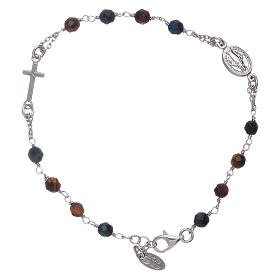 AMEN 925 sterling silver rosary bracelet with tiger's eye beads