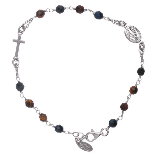 AMEN 925 sterling silver rosary bracelet with tiger's eye beads 1
