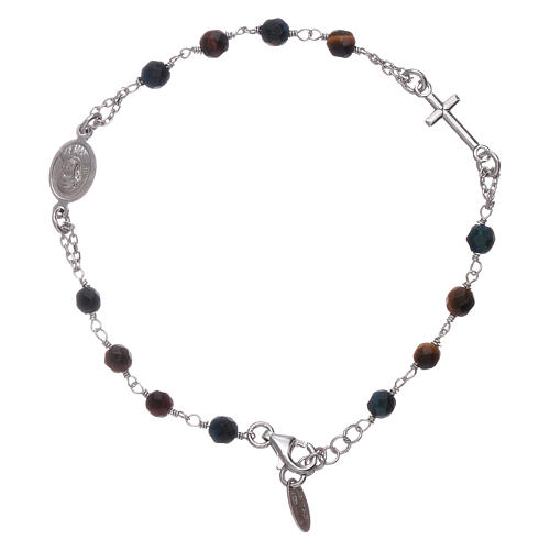 AMEN 925 sterling silver rosary bracelet with tiger's eye beads 2