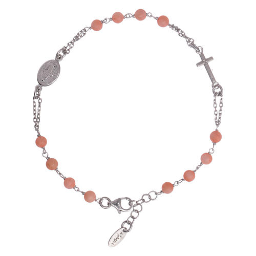 AMEN 925 sterling silver rosary bracelet with bamboo coral beads 1