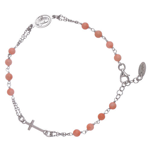 AMEN 925 sterling silver rosary bracelet with bamboo coral beads 2