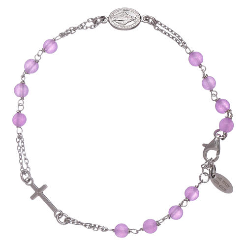 AMEN 925 sterling silver rosary bracelet with lilac jade beads 1