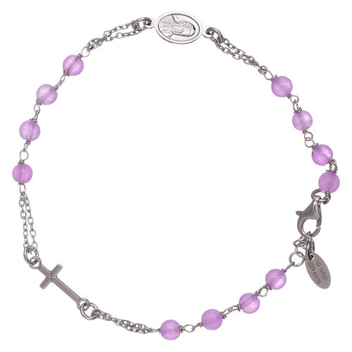 AMEN 925 sterling silver rosary bracelet with lilac jade beads 2
