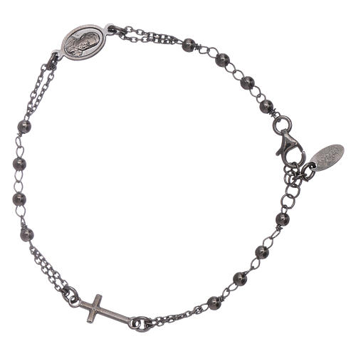 Pulseira terço prata 925 brunida 2