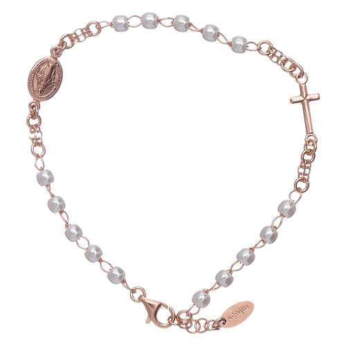 Pulsera rosario perlas plata 925 rosada 1