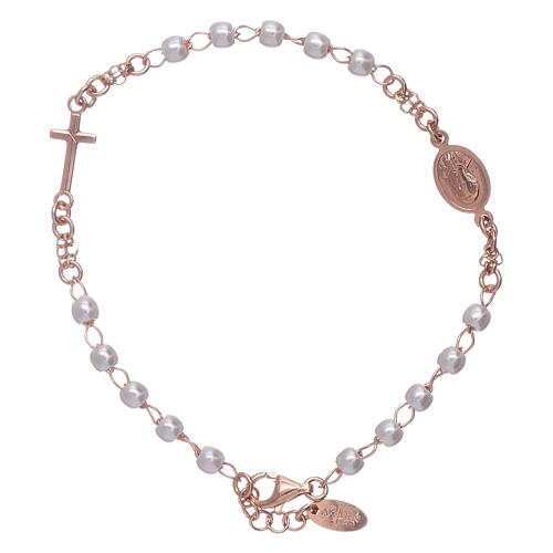 Pulsera rosario perlas plata 925 rosada 2