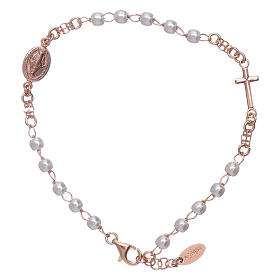 Bracelet chapelet perles argent 925 rosé