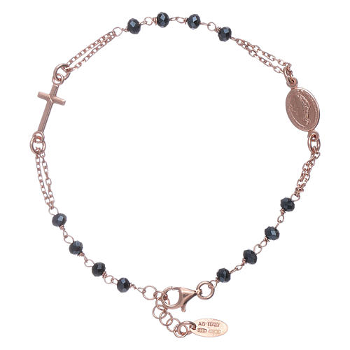 Pulsera rosario perlas plata 925 bruñido y cristales 2