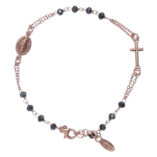 AMEN rosè burnished 925 sterling silver rosary bracelet with crystals 1