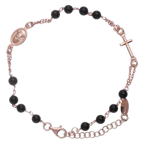 Bracelet argent 925 chapelet AMEN perles agate noire 2