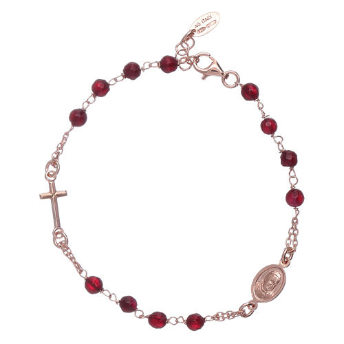 Pulsera rosario plata 925 AMEN perlas ágata rubí 2